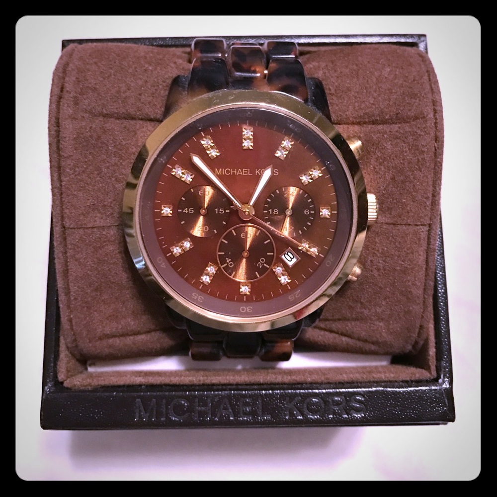 COPY - Michael Kors tortoise shell/gold accent wa…